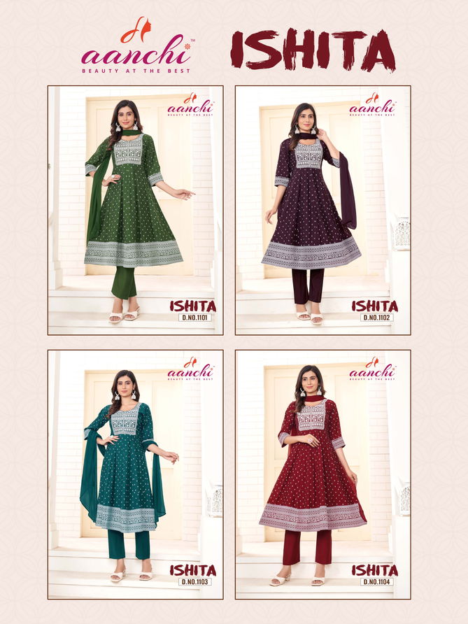 Ishita By Aanchi Roman Designer Anarkali Kurti With Bottom Dupatta Suppliers In Mumbai
